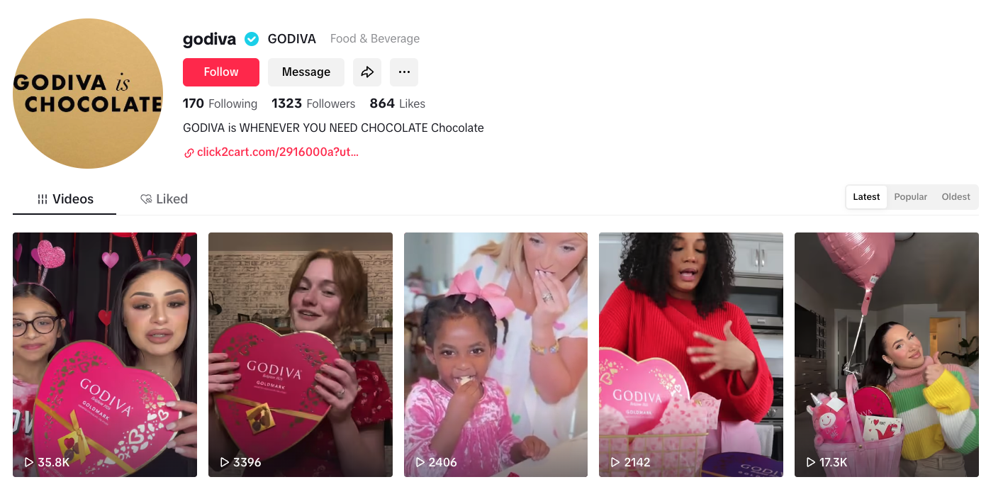 Godiva Chocolates on TikTok